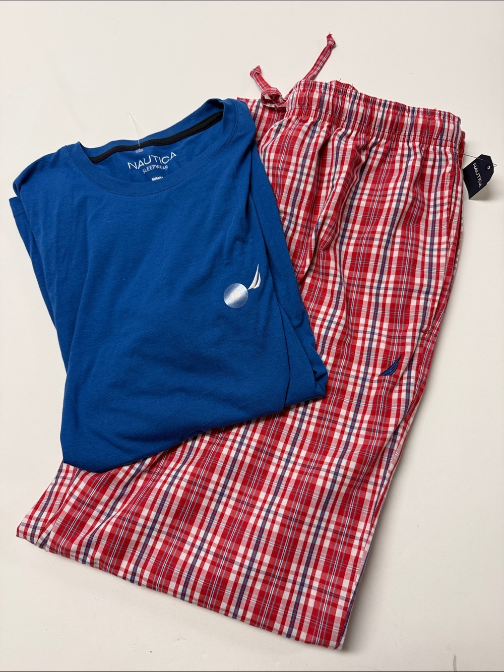 Nautica Blue Tee with Red Plaid Pajama Set